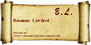 Bauman Loránd névjegykártya